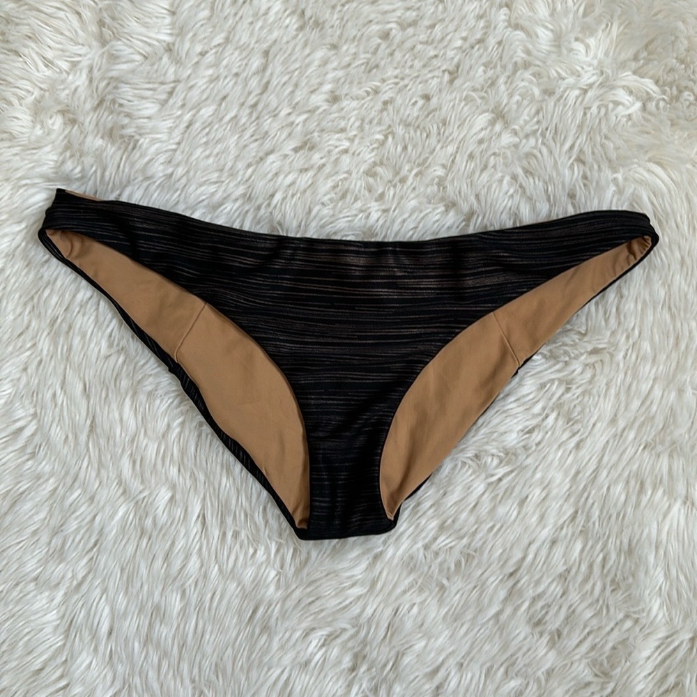Boys + Arrows Black Bikini Bottom with Tan Lining